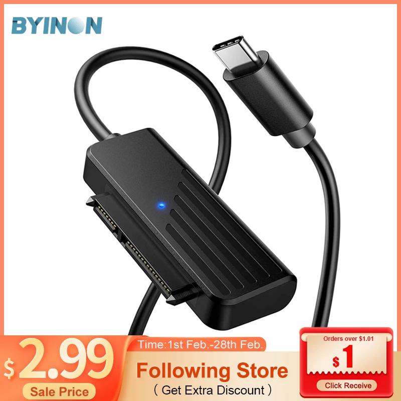 Byinon-SATA to USB C  Ÿ-c SATA ̺ 2.5 ġ SATA III  HDD SSD ϵ ̺ ̺  , ִ 6 Gbps
